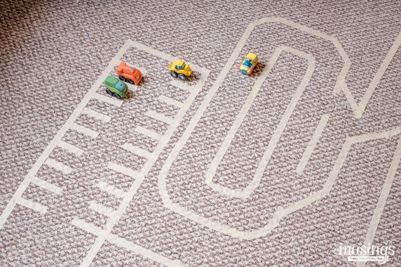 Masking Tape Road - this fun activity for kids is great for keeping kids busy on rainy days