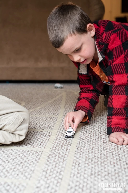 Masking Tape Road For Kids - Living Well Mom