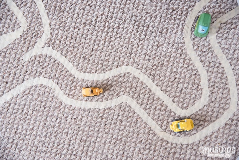 Masking Tape Road - this fun activity for kids is great for keeping kids busy on rainy days