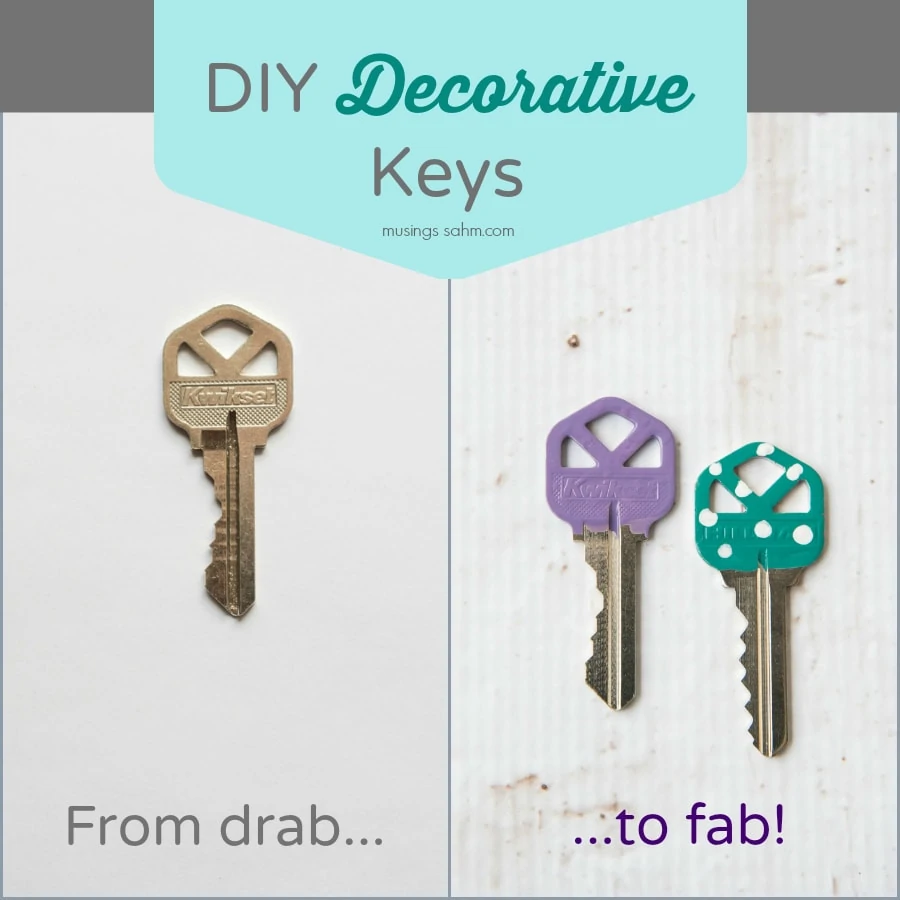 DIY Decorative Keys: Say good-bye to boring, look-alike keys that get mixed up. From drab to fab, here's a simple DIY trick to make decorative keys right at home! 