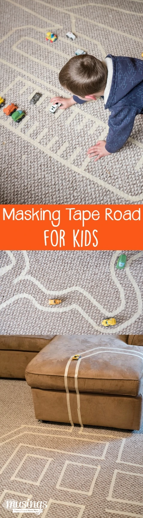 Masking Tape Road - this fun activity for kids is great for keeping kids busy on rainy days