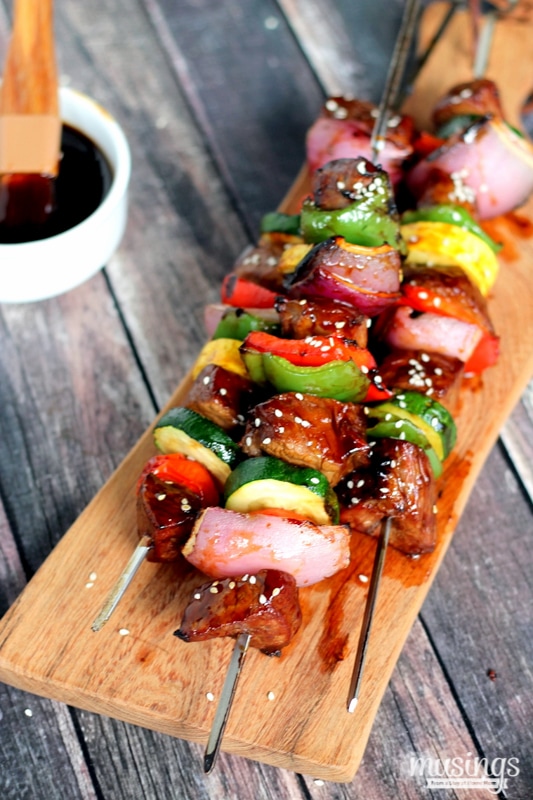 With a simple homemade ginger marinade, you’ll love these tender mouth-watering Ginger Sesame Steak Kabobs with fresh grilled vegetables 