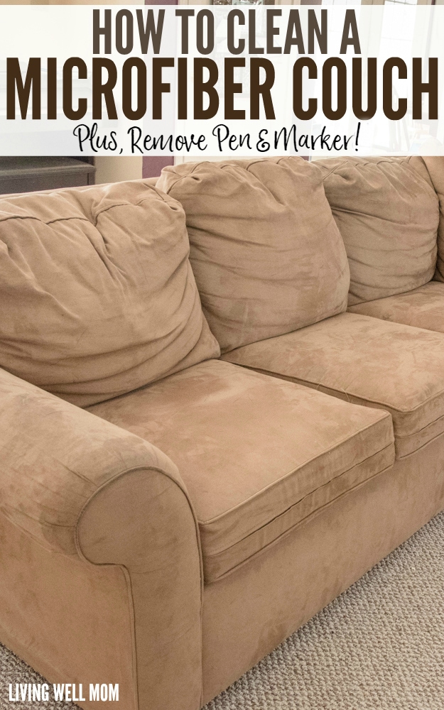 Got microfiber? Here’s how to clean a microfiber couch without fancy cleaning supplies. Plus the secret cleaning trick to removing pen and marker stains!