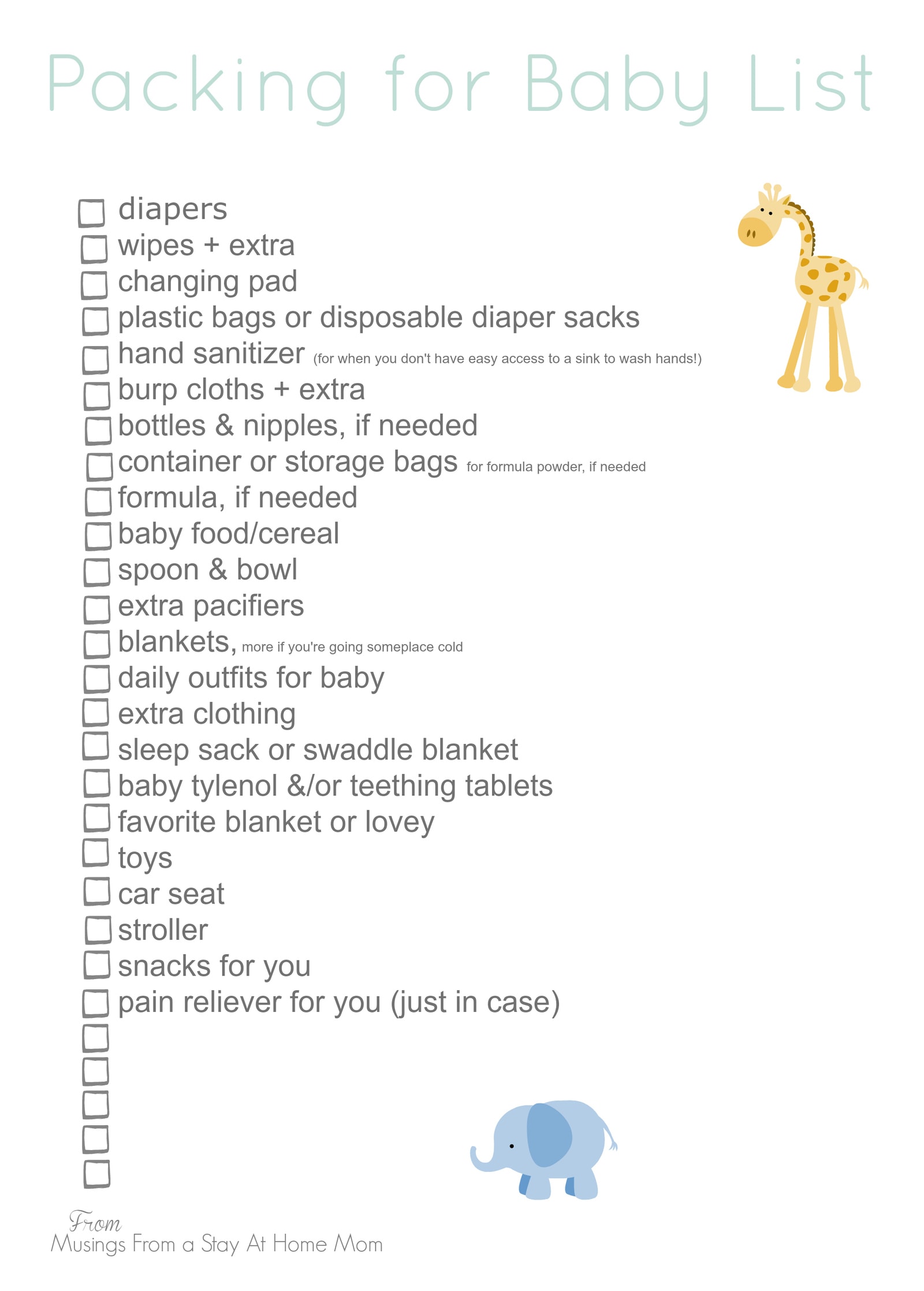 flying with a baby checklist
