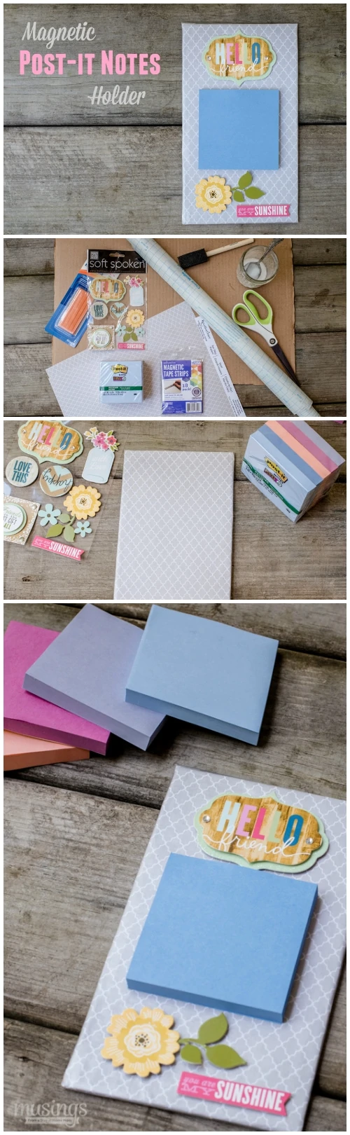 This Magnetic Post-it Notes Holder is a fun, easy-to-make craft that can be personalized with your favorite colors, room decor, style, or occasion. Plus it's a great homemade gift!