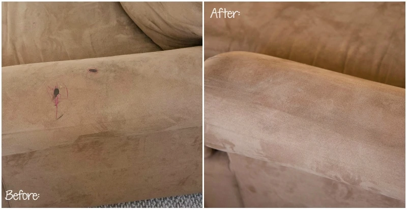 microfiber couch clean before after