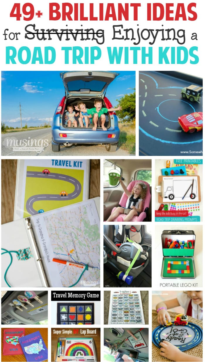 49+ Brilliant Ideas for ENJOYING (not just surviving) a Road Trip with Kids - from DIY games and activities to free printables, good behavior motivators, genius travel hacks and more, this list will not just save your sanity, but turn your trip into a fun family memory!