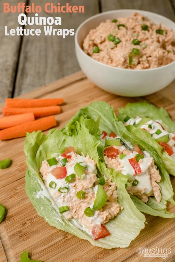 Buffalo Chicken Quinoa Lettuce Wraps are a perfect lunch or quick and easy dinner; you'll love how spicy and tangy this deliciously low carb recipe is!