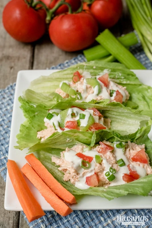 Buffalo Chicken Quinoa Lettuce Wraps are a perfect lunch or quick and easy dinner; you'll love how spicy and tangy this deliciously low carb recipe is!