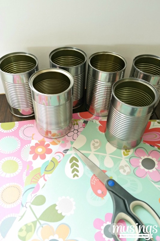 Decorated Tin Can Organizer for Kids - Musings From a Stay At Home Mom