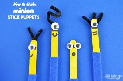 minion popsicle stick puppets make great activities for kids at home