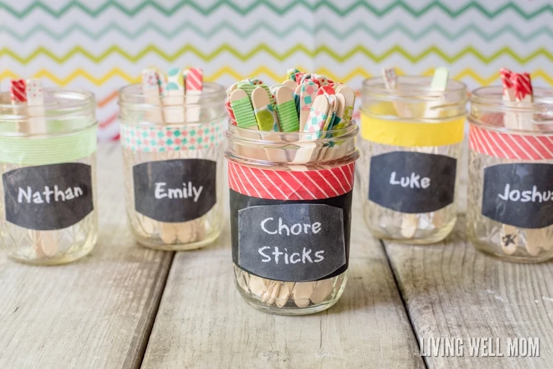 five mason jars for chore system for family