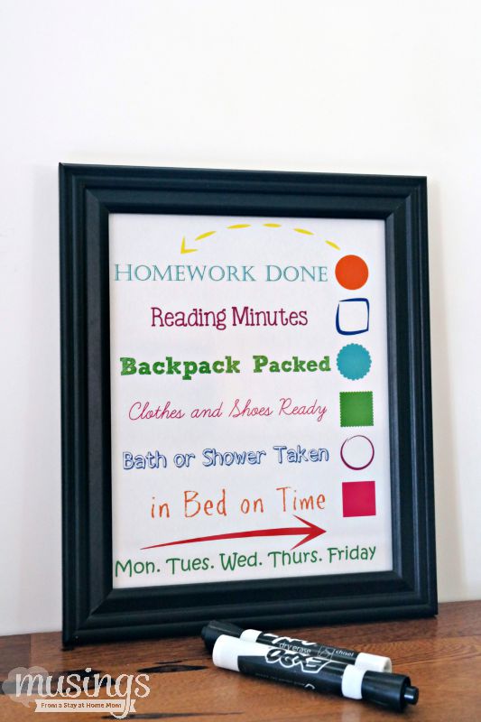 This Dry Erase Back to School Evening Checklist will make your family's transition back to the school season smoother. It's easy to make (grab your free printable checklist today!) and kids will love checking things off!