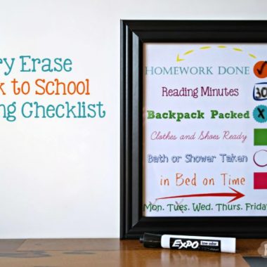 Dry Erase Back to School Evening Checklist