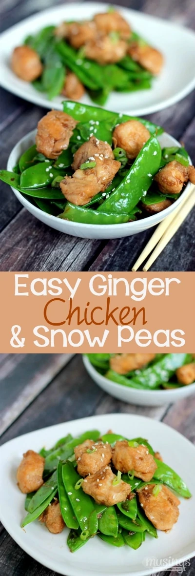 This tasty recipe for Ginger Chicken and Snowpeas is easy to make and ready in less than 20 minutes - a delicious dinner after a busy day!