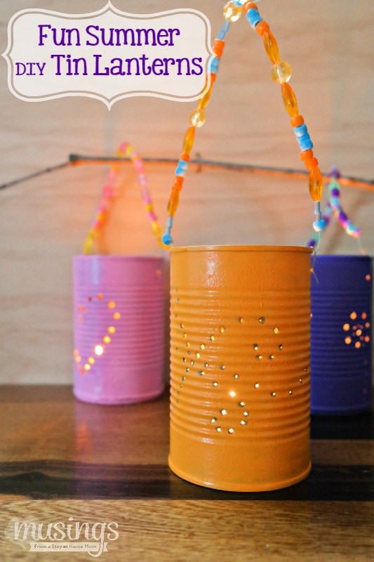 DIY Tin Lanterns are a fun, inexpensive way to recycle and add delightful decoration to your backyard on warm summer nights!