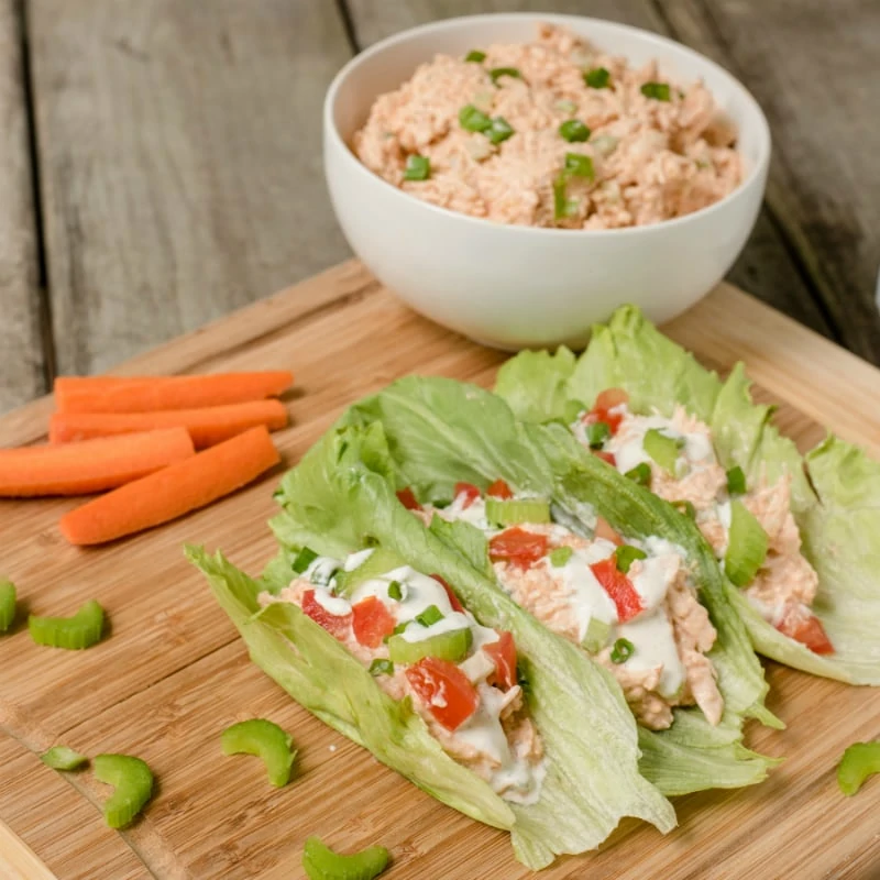 Buffalo Chicken Quinoa Lettuce Wraps are a perfect lunch or quick and easy dinner; you'll love how spicy and tangy this deliciously low carb recipe is!