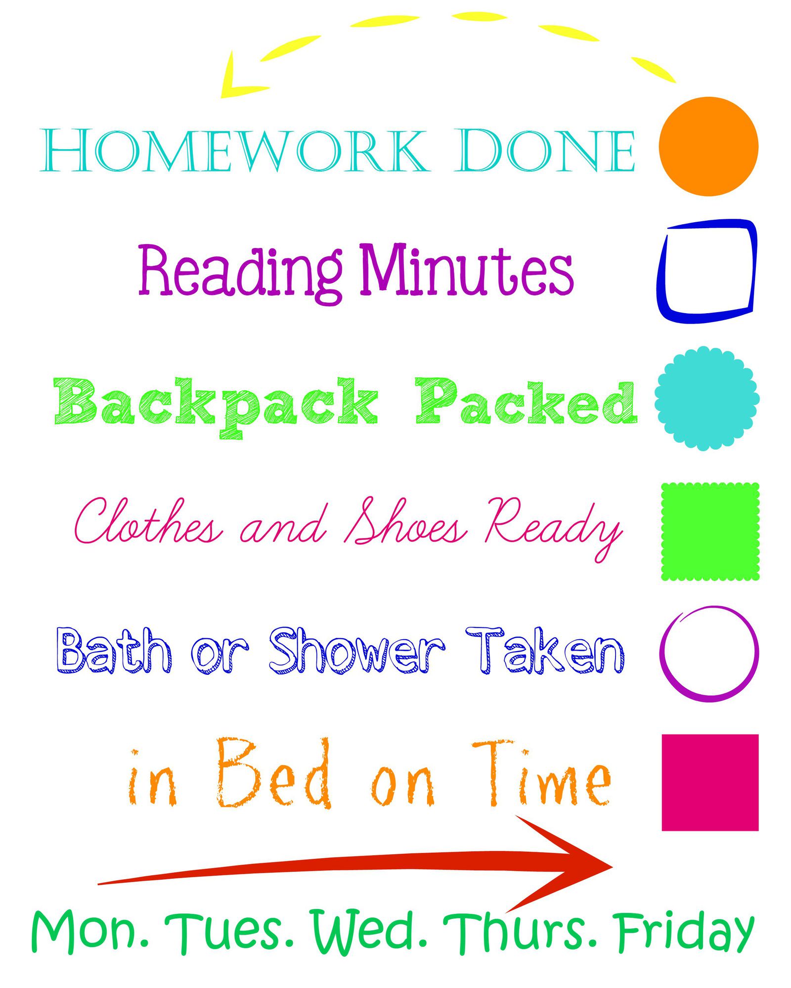 Dry Erase Back to School Evening Checklist