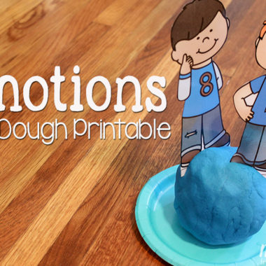 Play dough fun with a free printable pretend play set for learning about emotions.