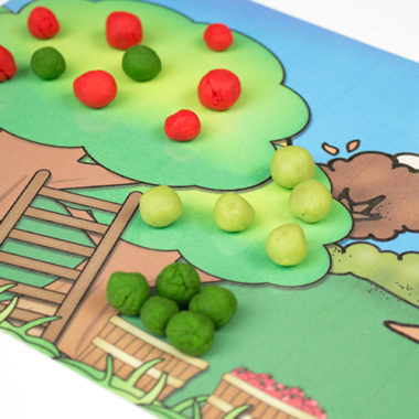 Celebrate fall with these free printable Playdough Mats for kids. Young children will love this fun activity as they practice fine-motor skills and learn all about apples!