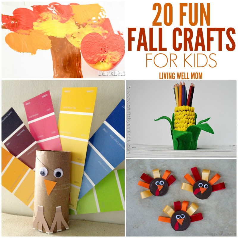 20 Fall Crafts for Kids - from nature projects with leaves, pinecones, and apples to Thanksgiving and turkey theme crafts, there’s lots of fun activities here