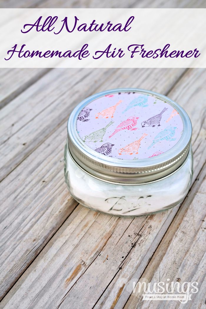 Need to get rid of unpleasant odors? Try this all natural Homemade Air Freshener - it absorbs yucky smells and replaces it with your favorite essential oil scent. Plus it's so easy to make, you can have one for every room in your house!