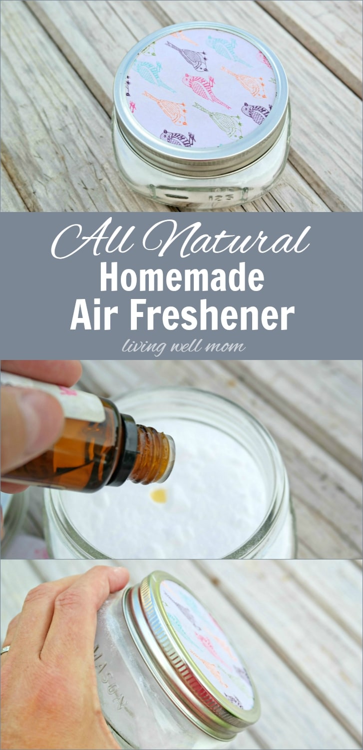 Need to get rid of unpleasant odors? Try this all natural Homemade Air Freshener - it absorbs yucky smells and replaces it with your favorite essential oil scent. Plus it's so easy to make, you can have one for every room in your house!