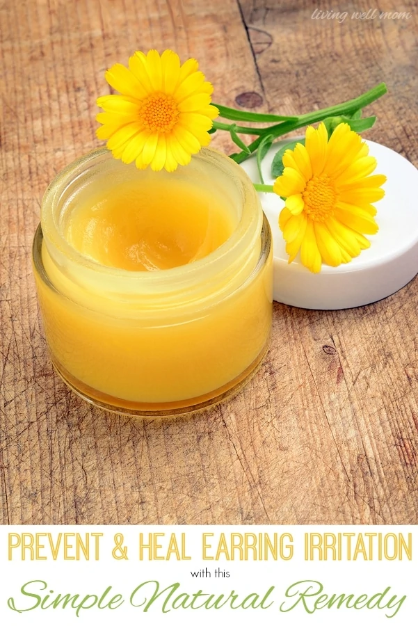 Avoid and improve earring irritation with this simple all natural option using calendula ointment