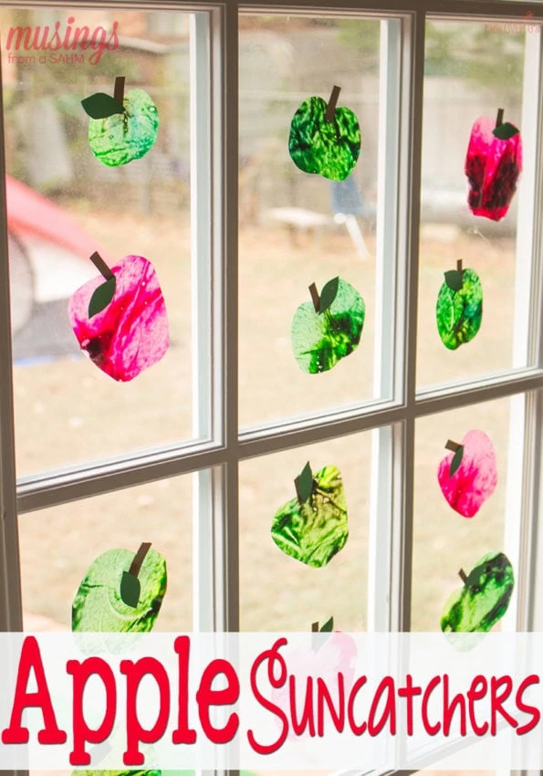 DIY apple sun catchers made from melted crayons