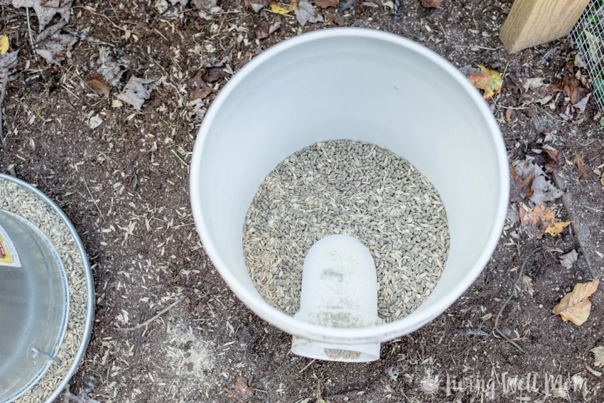 chicken bucket feeder - Come tour our chicken coop. I’ll show you around our homemade coop and share a few tricks we’ve learned about keeping backyard chickens.