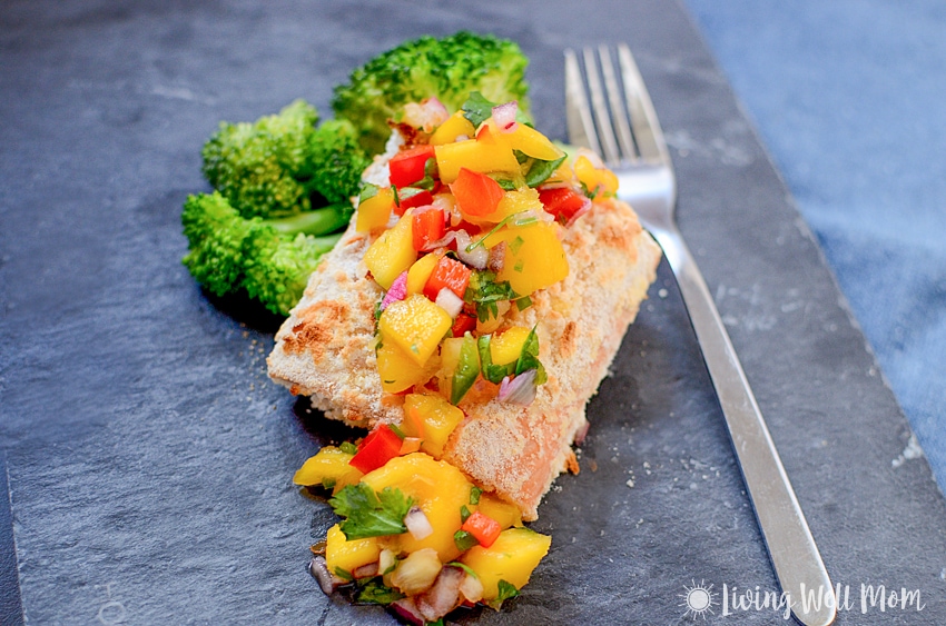 With simple, wholesome ingredients, Coconut Crusted Salmon with Mango Pineapple Salsa is a delicious easy-to-make, Paleo-friendly dinner that tastes like a high-end restaurant meal. 