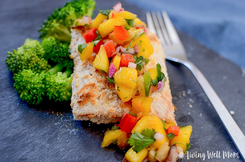 With simple, wholesome ingredients, Coconut Crusted Salmon with Mango Pineapple Salsa is a delicious easy-to-make, Paleo-friendly dinner that tastes like a high-end restaurant meal. 