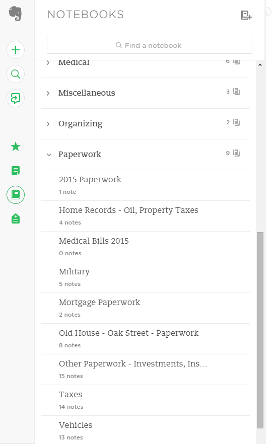 een screenshot van Evernote 