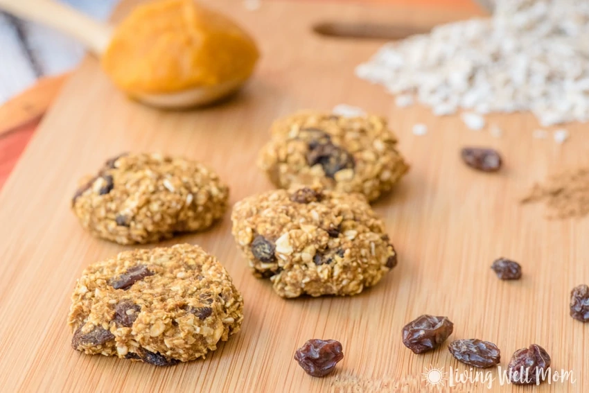 Healthy Pumpkin Oatmeal Cookies are just as tasty as the traditional version, but have less sugar and are gluten free and dairy free. This kid and adult-approved recipe is so quick and easy to make, the kids will love helping!