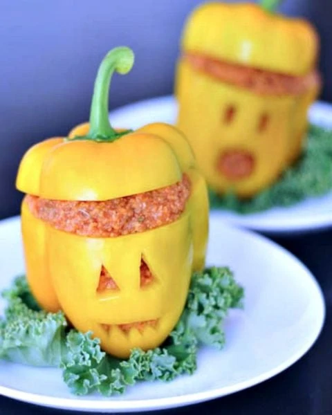 pizza stuffed jack o lantern peppers