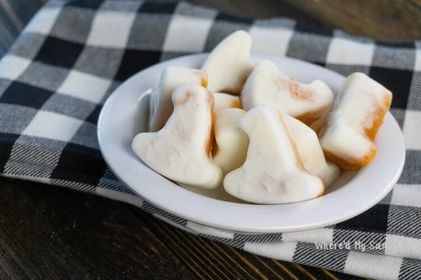 yogurt bite witches hats in a bowl for halloween