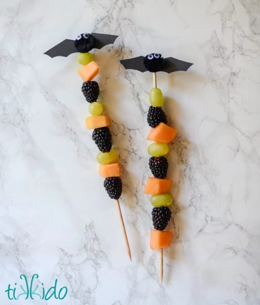 healthy halloween snack fruit bat skewers