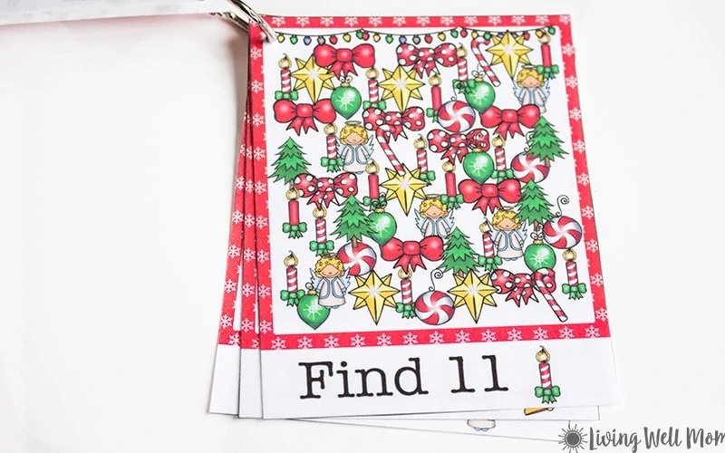 free printable i spy card that says "Find 11" at the bottom