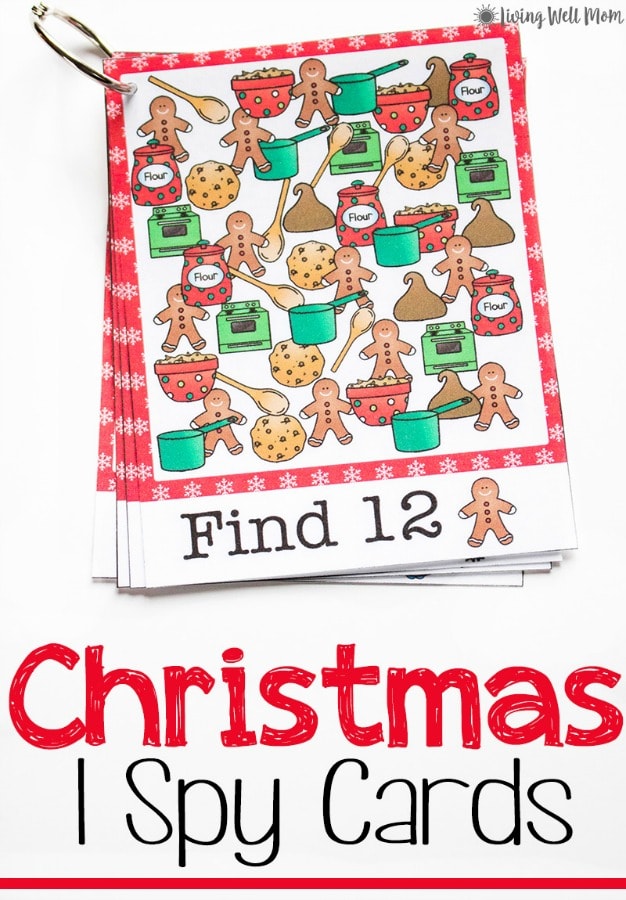 Christmas Free Printable iSpy cards for kids are perfect as stocking stuffers or a no-mess activity on a cold winter day!