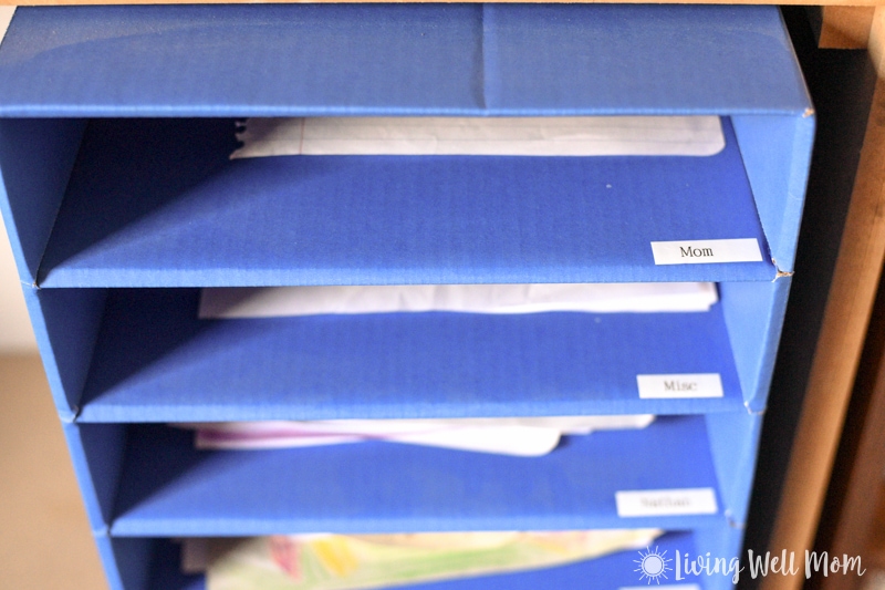 how to organize school work in cardboard paper holder trays