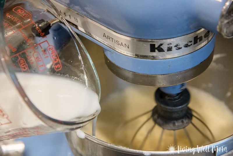 Adding almond milk to eggnog
