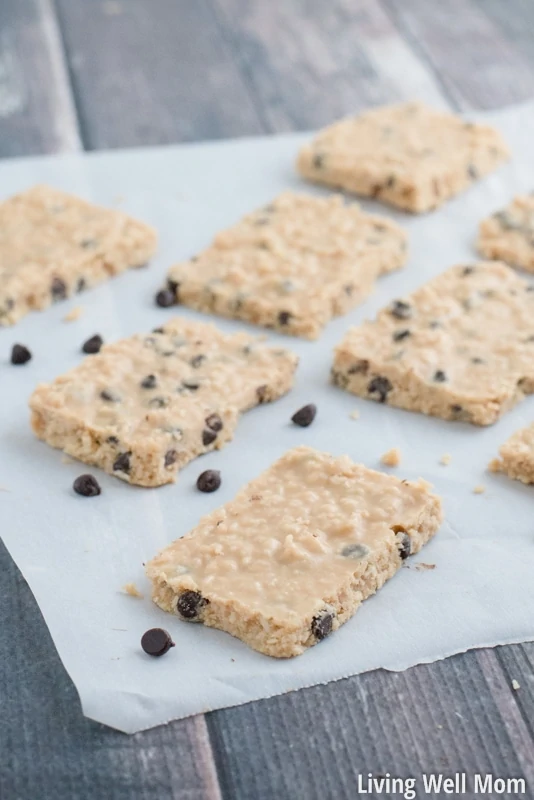 Chocolate Chip Coconut Bars are melt-in-your-mouth tasty and won't last long! It's a good thing it takes just 5 minutes to whip up a batch! With just 6 simple ingredients, this no-bake recipe is Paleo, Gluten-Free, Grain-Free, and Refined-Sugar Free.