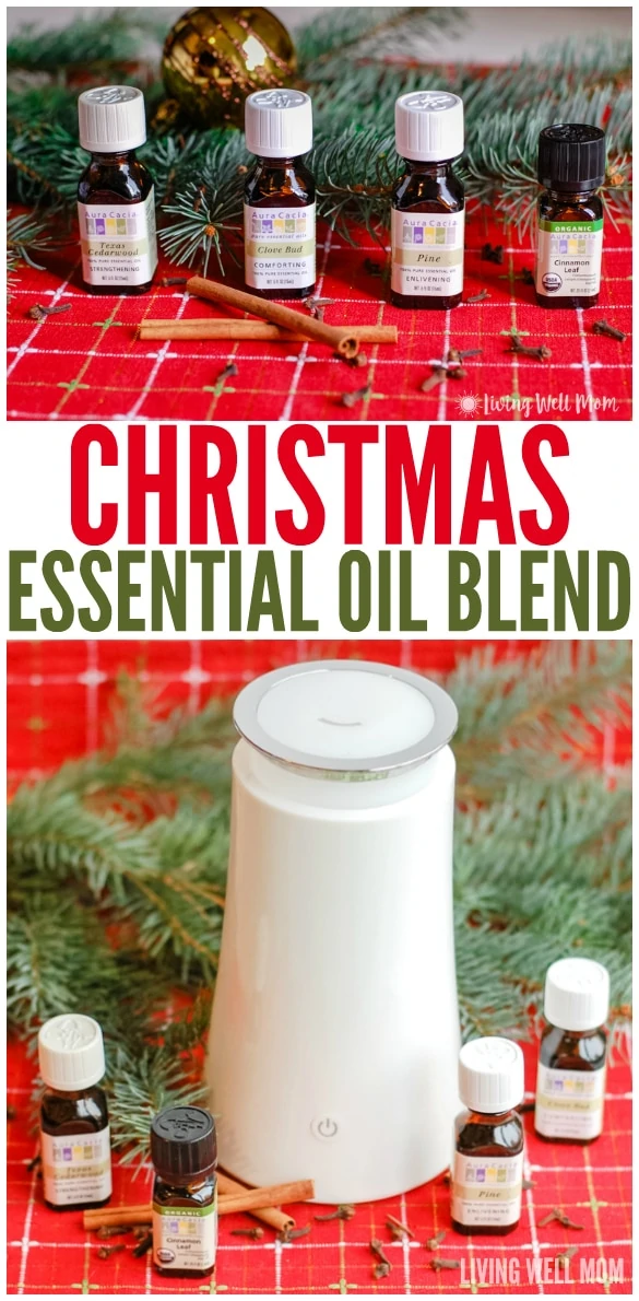 Here's a simple Christmas essential oils blend you can make yourself! This is an easy all-natural way to fill your home with your favorite Christmas scents, like pine and cinnamon.