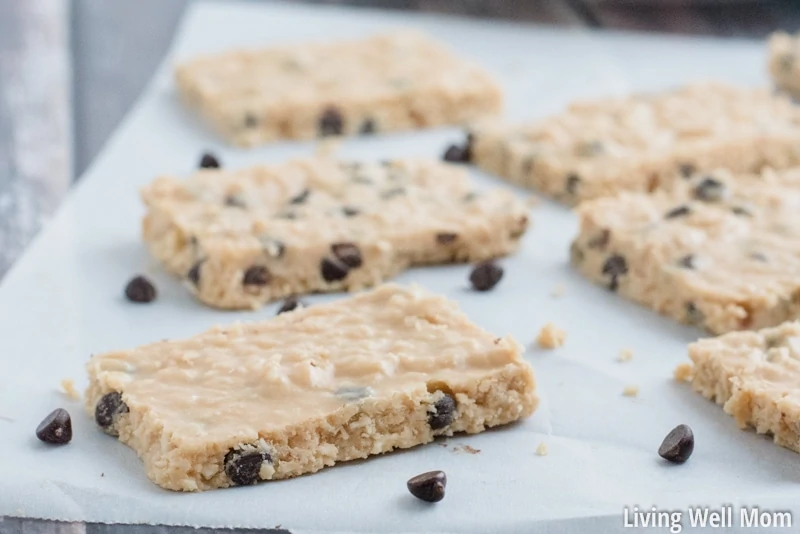 Chocolate Chip Coconut Bars are melt-in-your-mouth tasty and won't last long! It's a good thing it takes just 5 minutes to whip up a batch! With just 6 simple ingredients, this no-bake recipe is Paleo, Gluten-Free, Grain-Free, and Refined-Sugar Free.