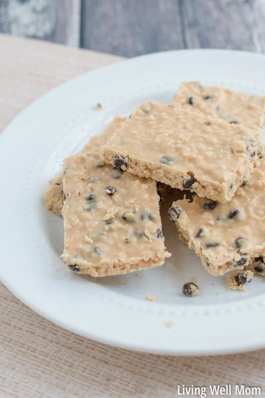 Chocolate Chip Coconut Bars are melt-in-your-mouth tasty and won't last long! It's a good thing it takes just 5 minutes to whip up a batch! With just 6 simple ingredients, this no-bake recipe is Paleo, Gluten-Free, Grain-Free, and Refined-Sugar Free.