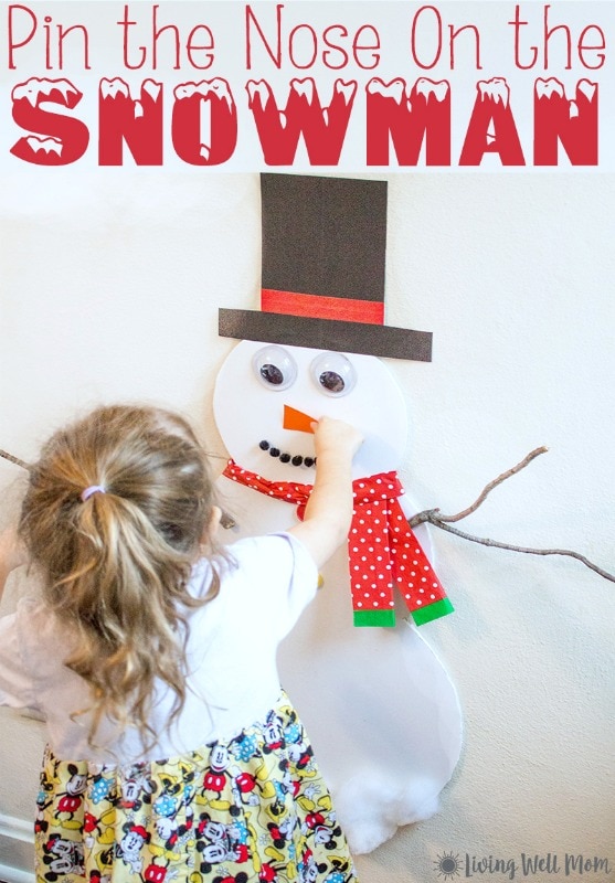This Pin-the-Nose on the Snowman activity is perfect for keeping kids occupied on a cold, snowy day or even as a winter birthday party activity. Plus it only takes about 15 minutes to make!
