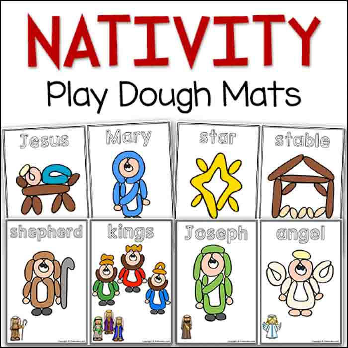 nativity playdough mats for kids printable