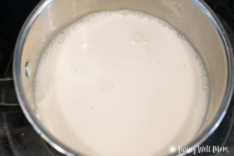 heating milk in pot