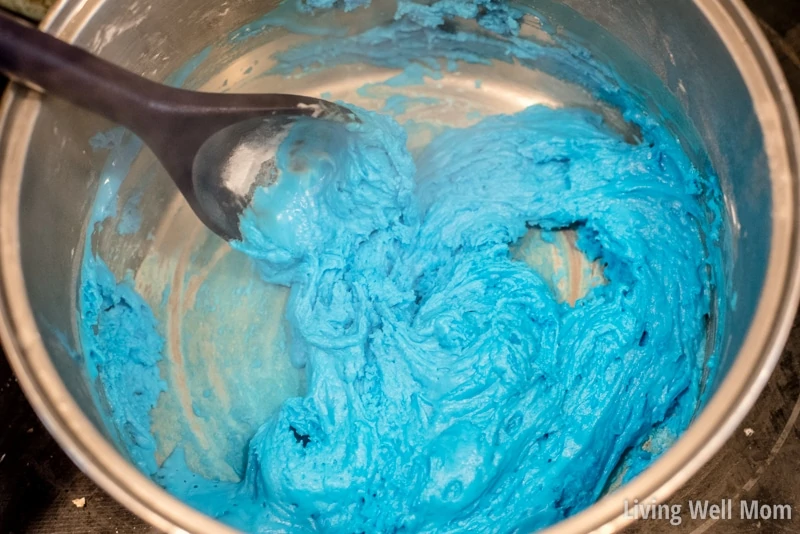 Play-doh thickening while being stirred over heat 