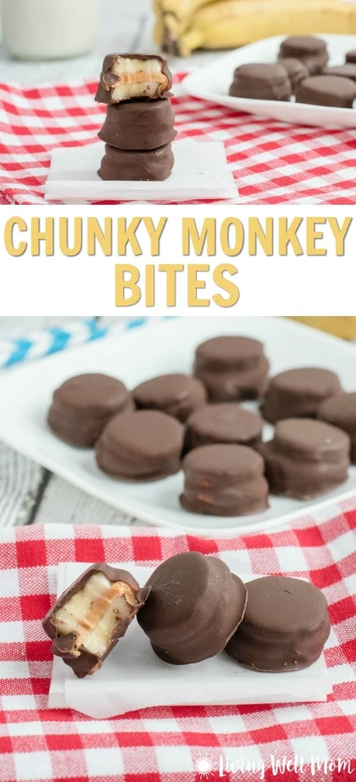 With chocolate, peanut butter, and banana, tasty Chunky Monkey Bites are a hit with kids. They're a perfect less-processed treat for a special treat or even an after-school snack. This recipe is gluten-free too!